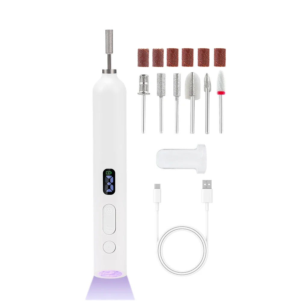 Wireless Mini Nail Drill Pen – 2-in-1 UV Lamp & Manicure Tool
