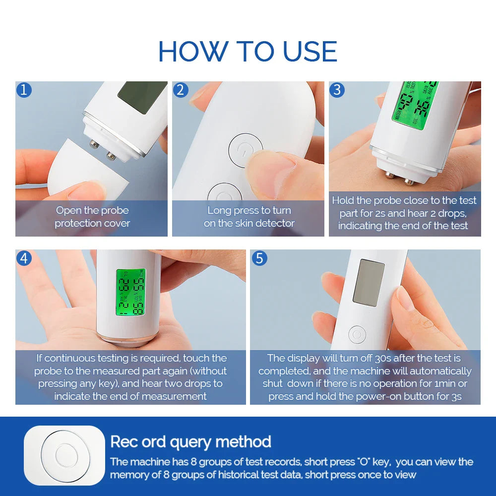 Skin Tester & Analyzer – Moisture, Oil, Elasticity & Skin Age Meter