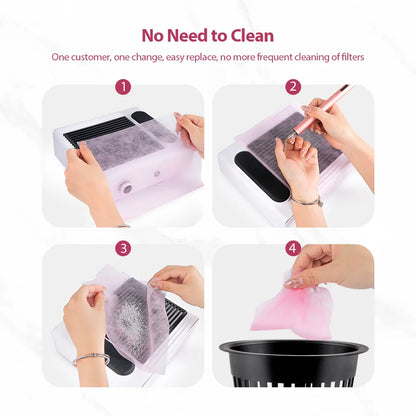 100pcs Disposable Nail Vacuum Cleaner Filter Paper