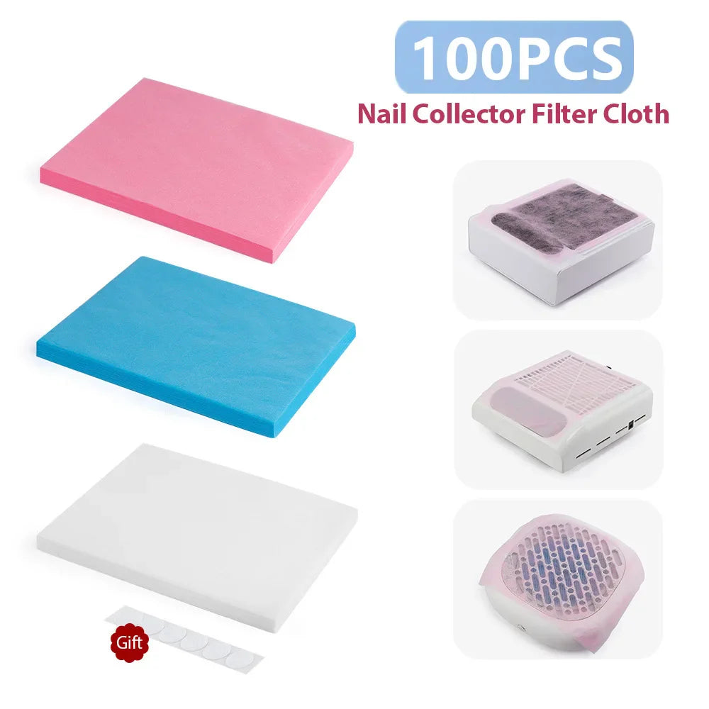 100pcs Disposable Nail Vacuum Cleaner Filter Paper